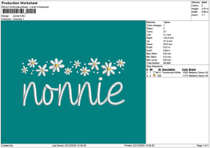 Nonnietext Embroidery File 6 sizes