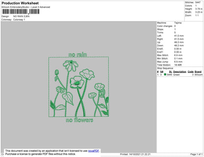 No Rain Embroidery File 4 size