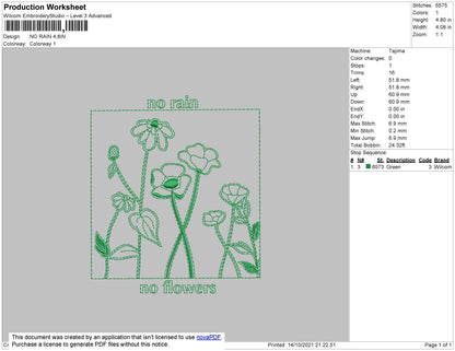 No Rain Embroidery File 4 size