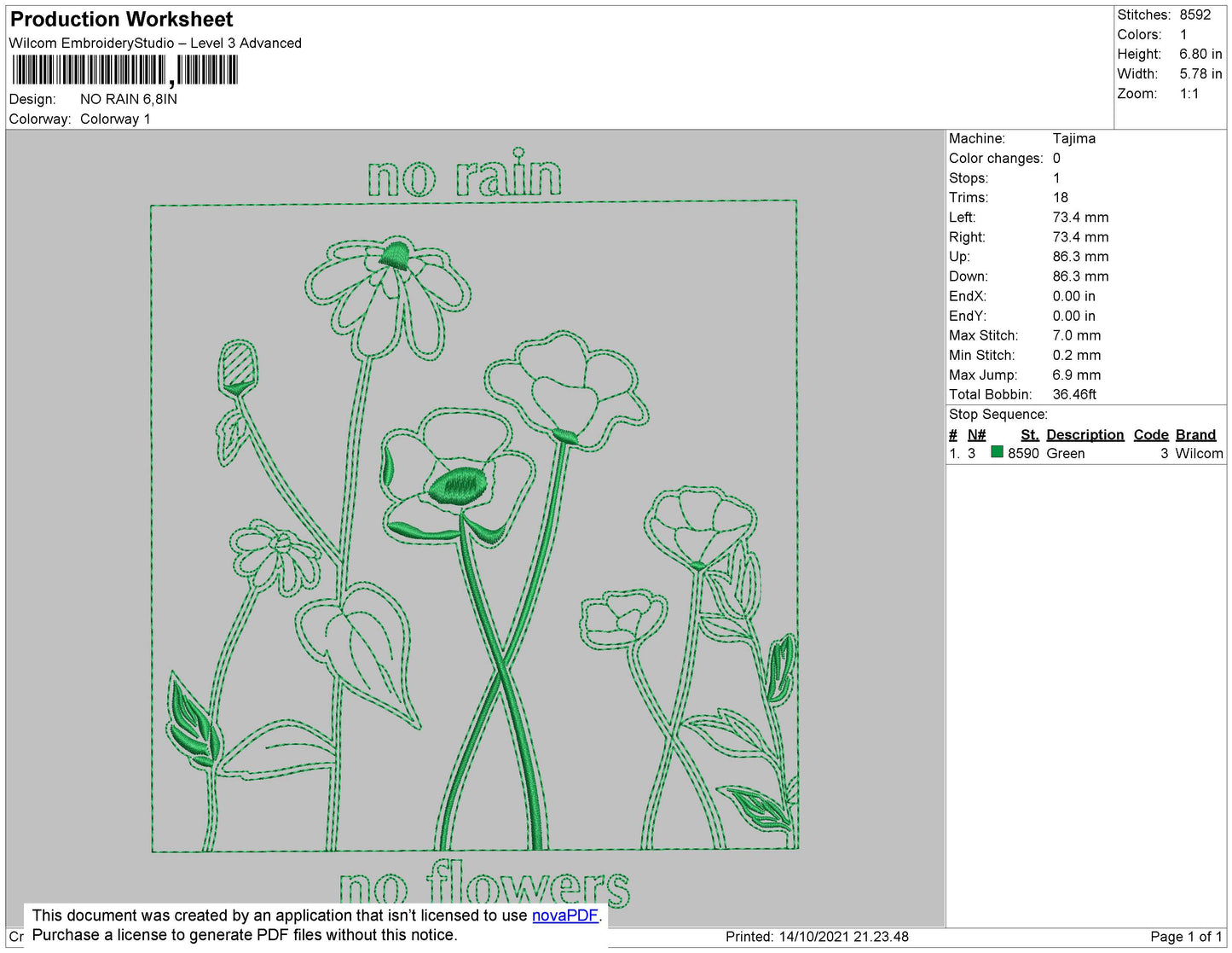 No Rain Embroidery File 4 size
