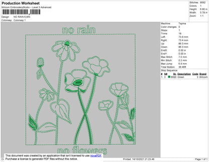 No Rain Embroidery File 4 size