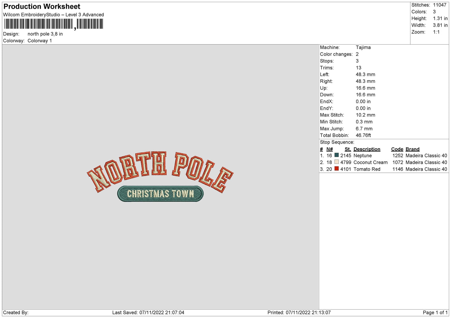 North Pole Embroidery File 6 sizes