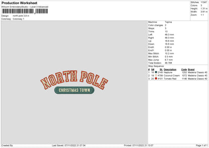 North Pole Embroidery File 6 sizes