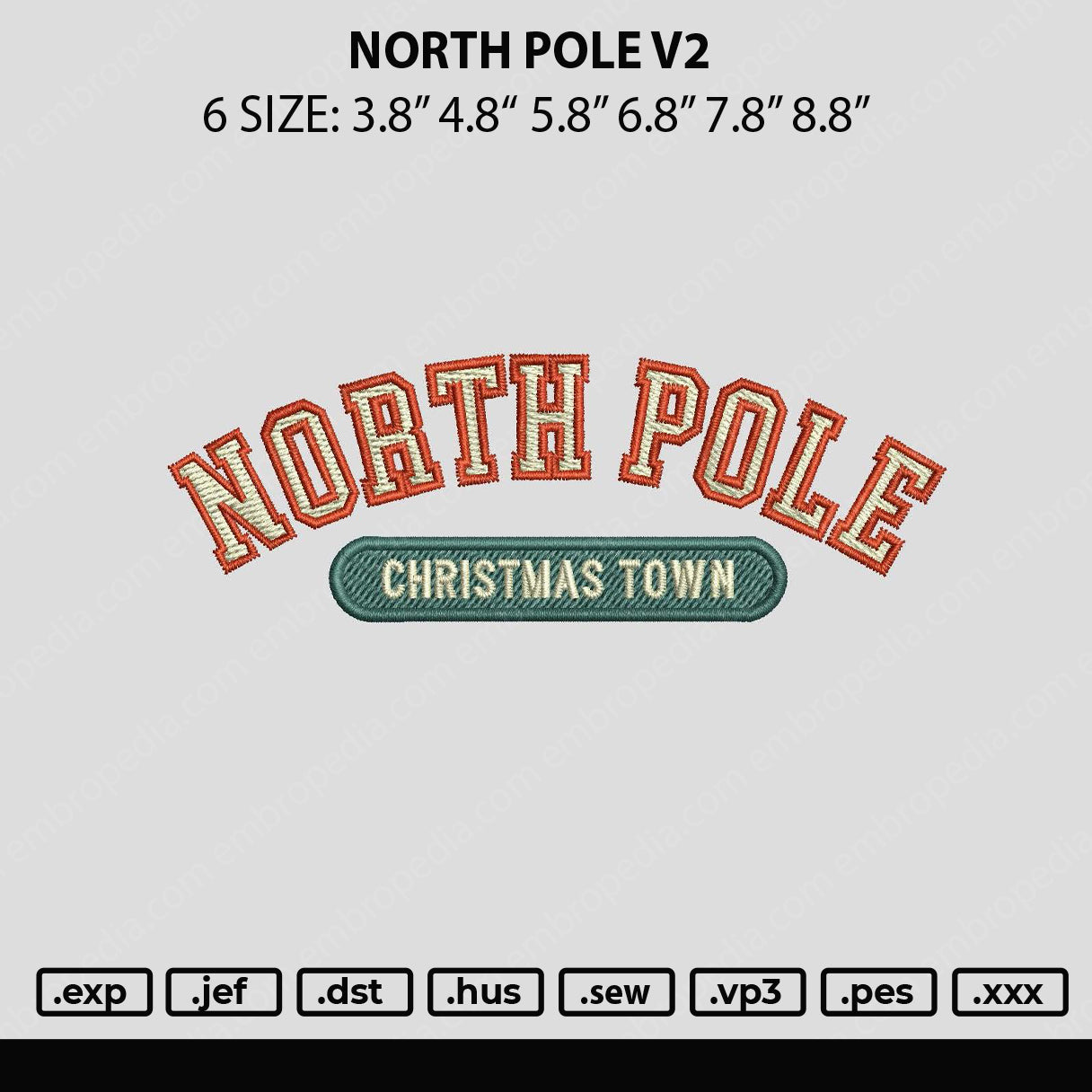 North Pole Embroidery File 6 sizes