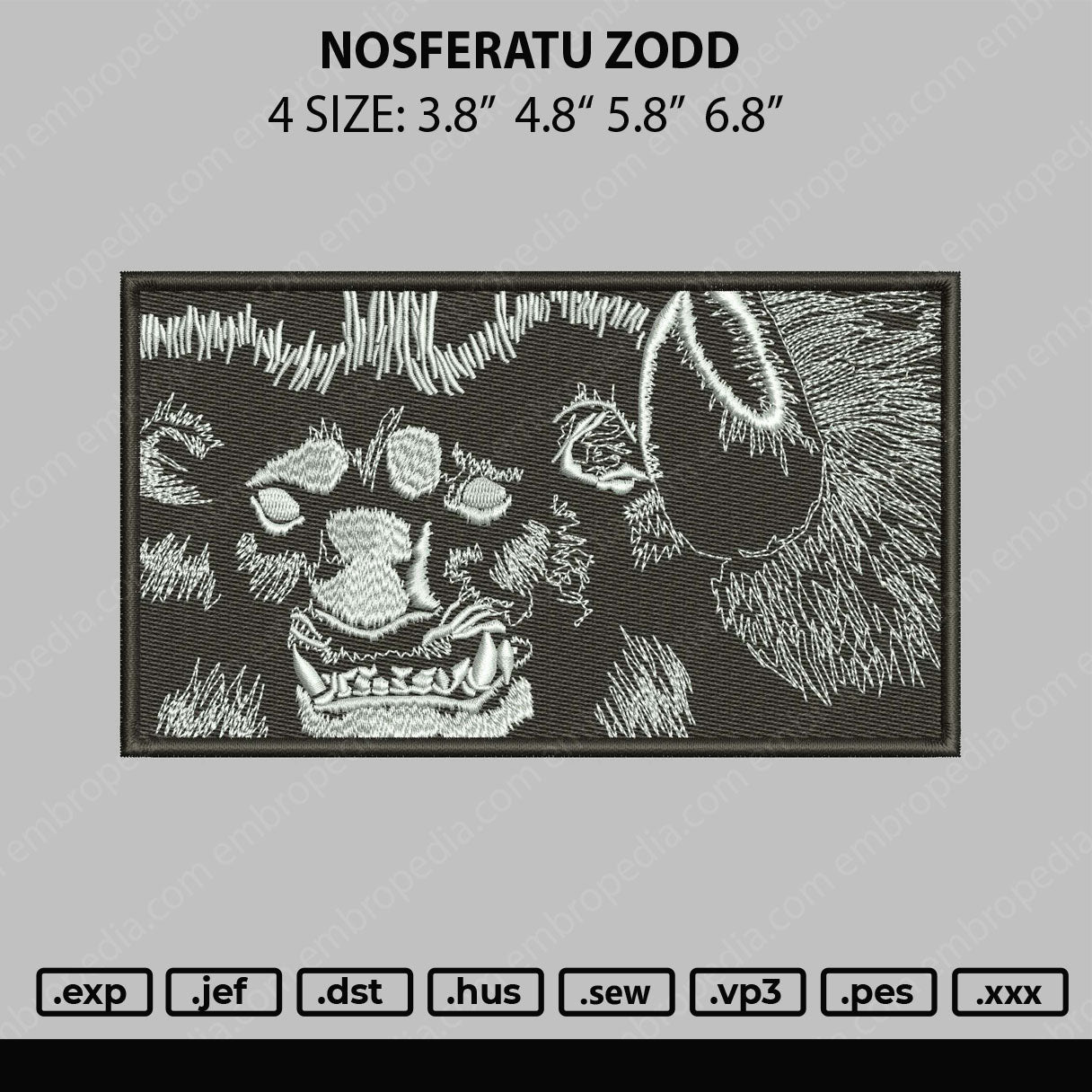 Nosferatu Zodd Embroidery File 4 size