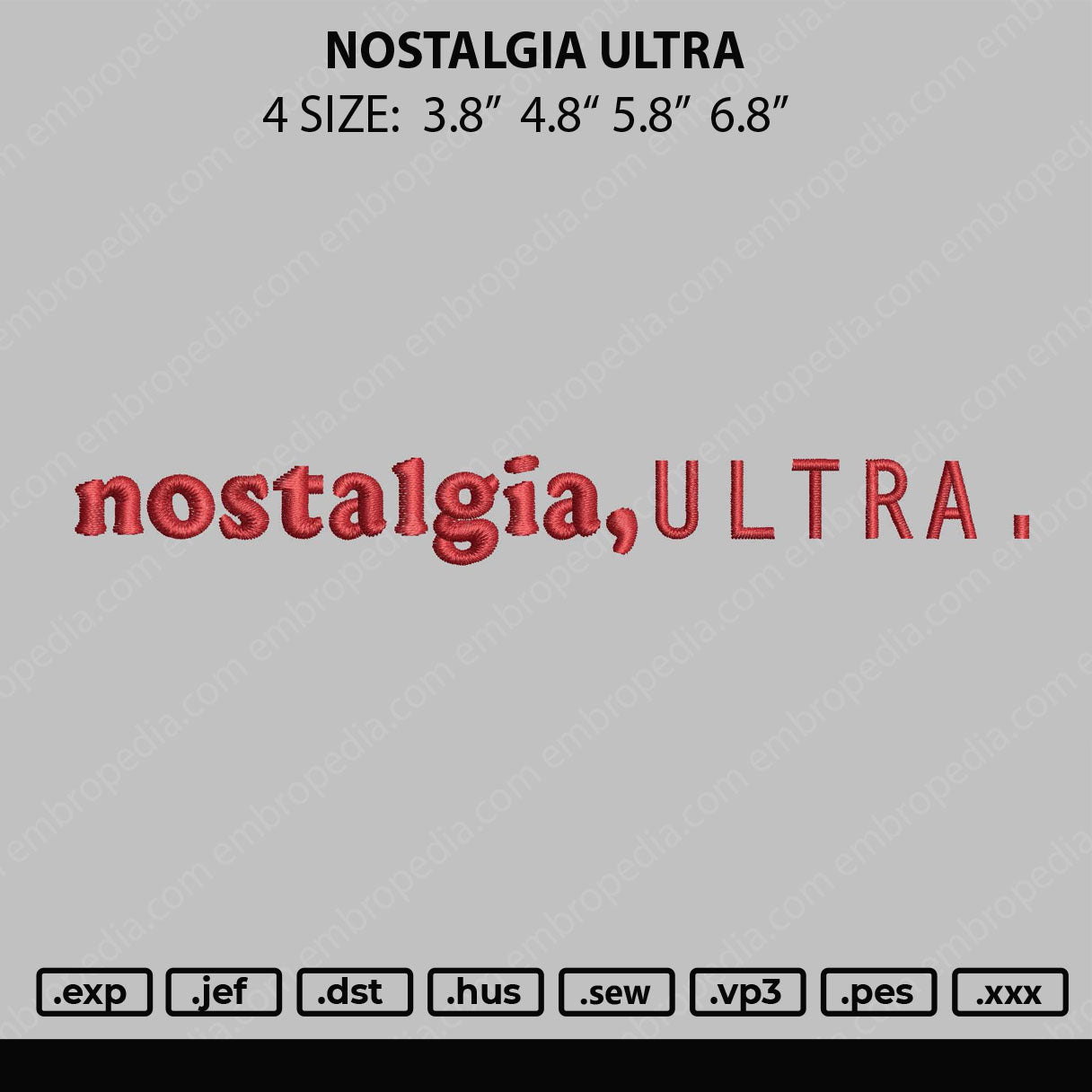 Nostalgia Ultra Embroidery File 4 size