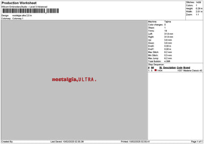 Nostalgiatext Embroidery File 6 sizes