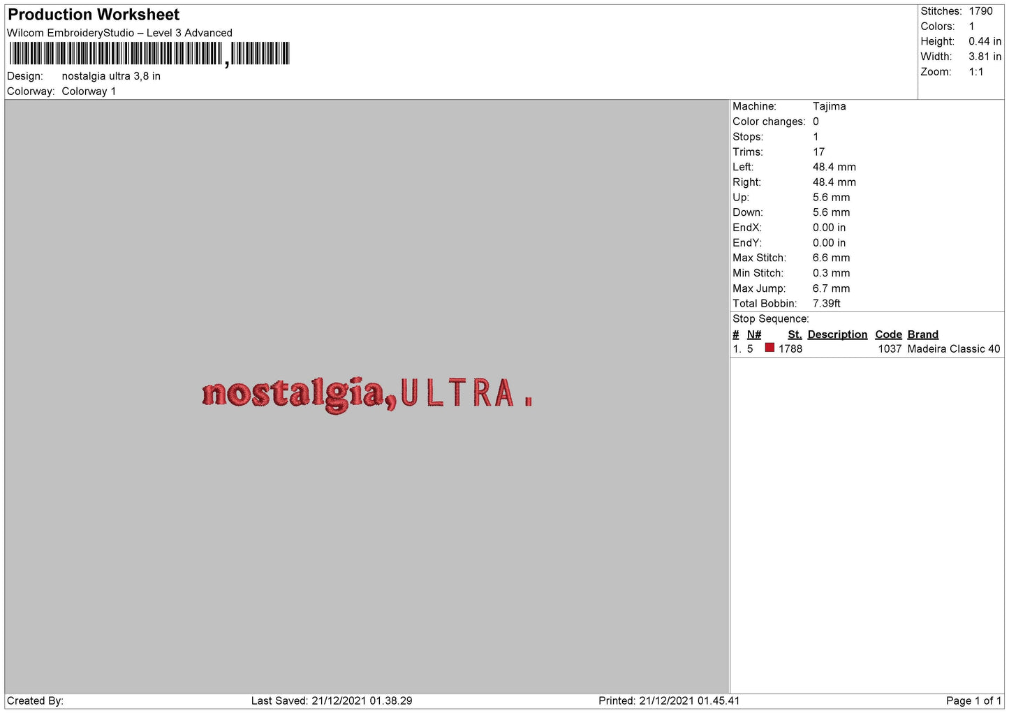 Nostalgia Ultra Embroidery File 4 size