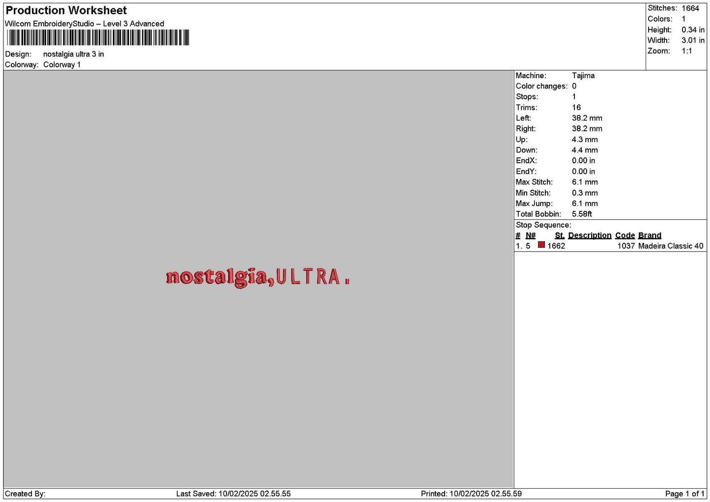 Nostalgiatext Embroidery File 6 sizes