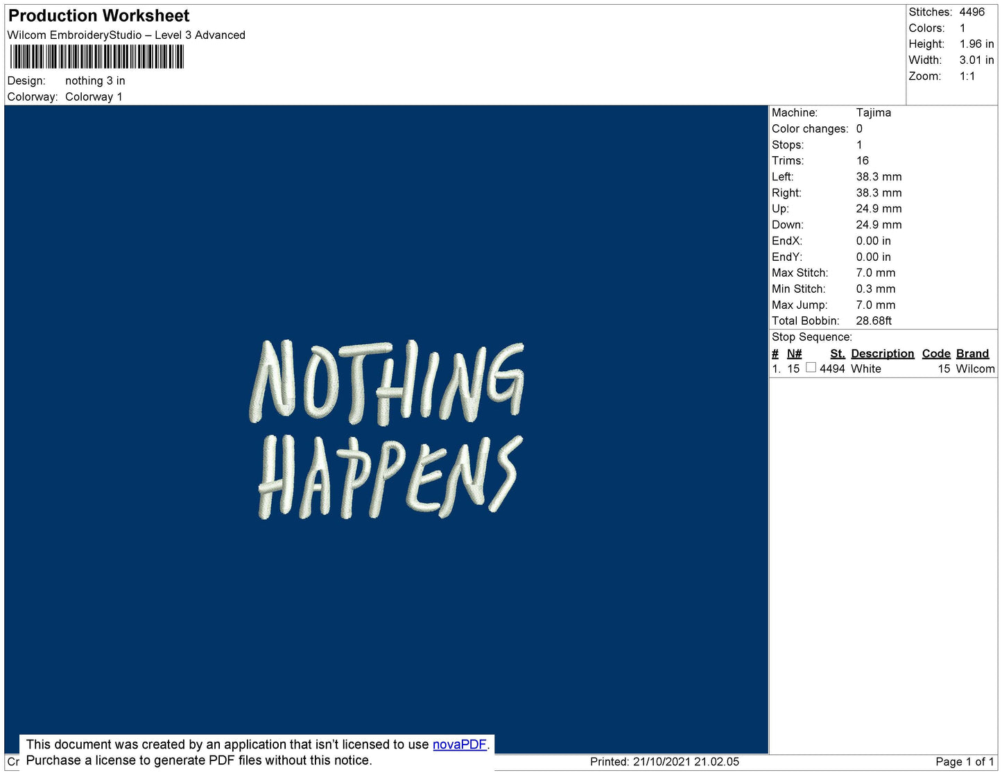 Nothing Embroidery File 4 size