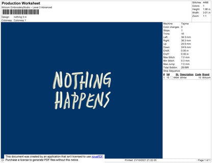 Nothing Embroidery File 4 size