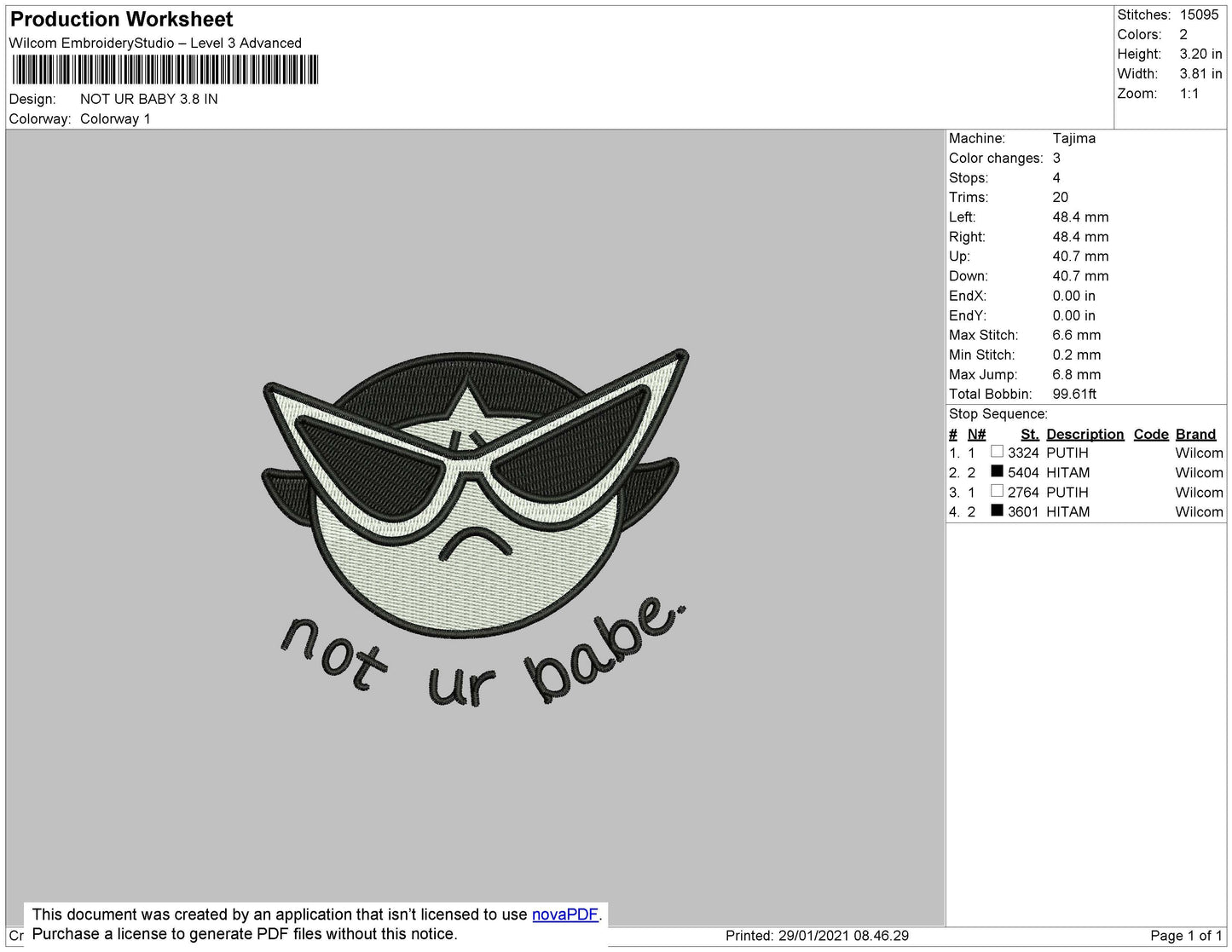 Not Ur Babe Embroidery File 5 size
