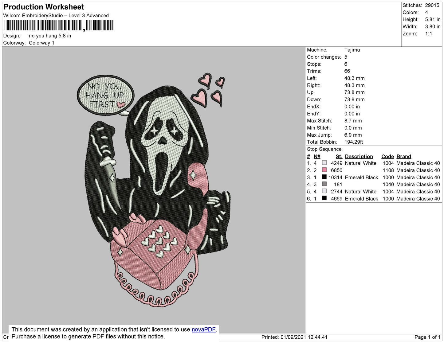 No You Hang Embroidery File 4 size