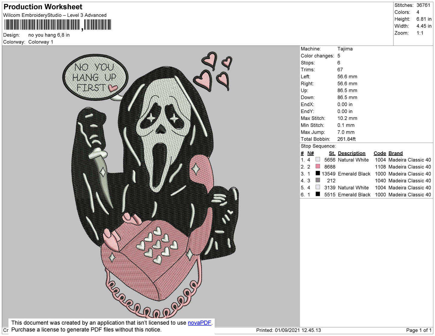 No You Hang Embroidery File 4 size