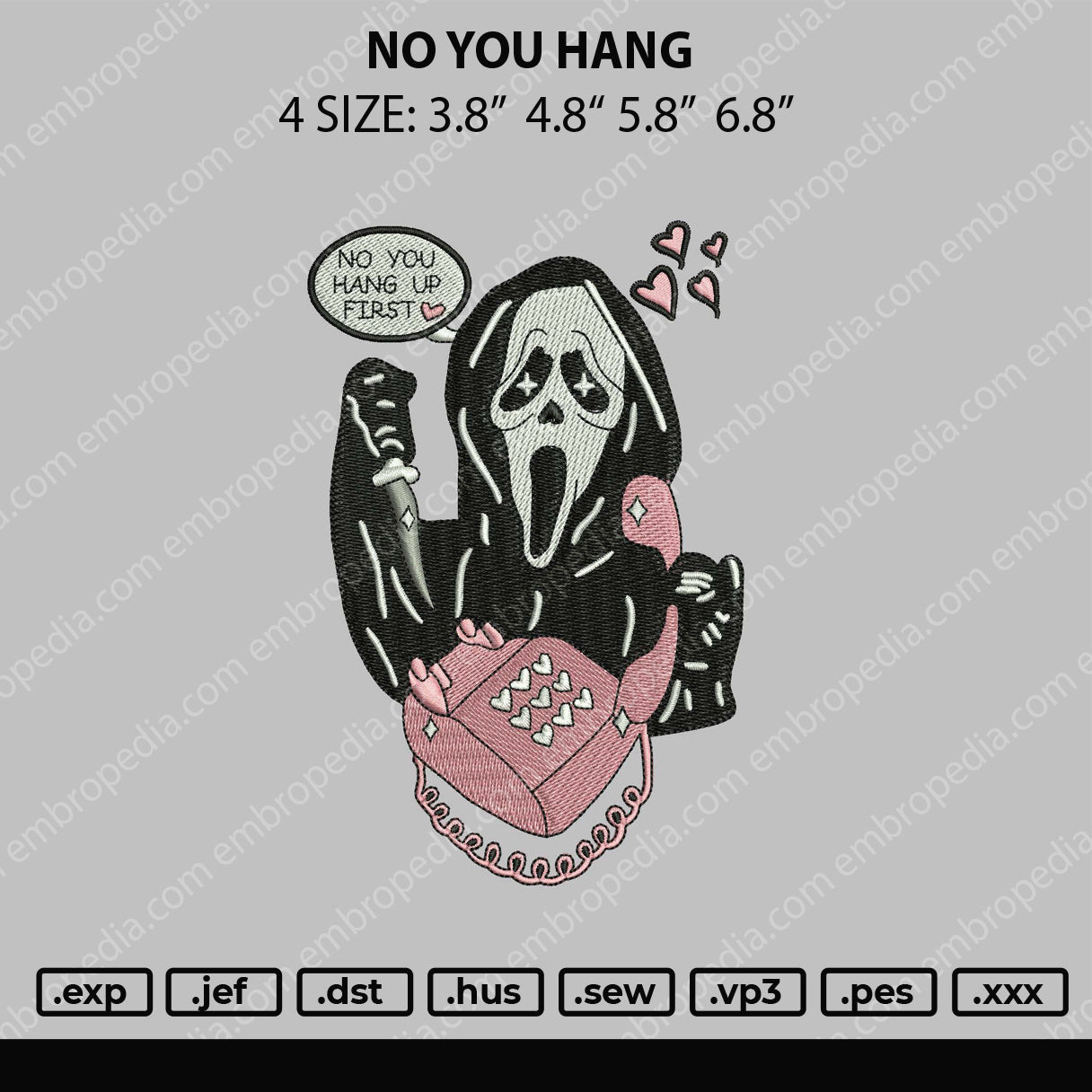 No You Hang Embroidery File 4 size