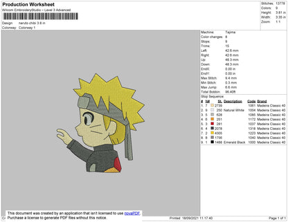 Naruto Chibi Embroidery File 4 size