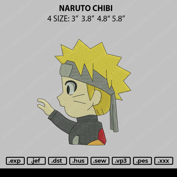 Naruto Chibi Embroidery File 4 size