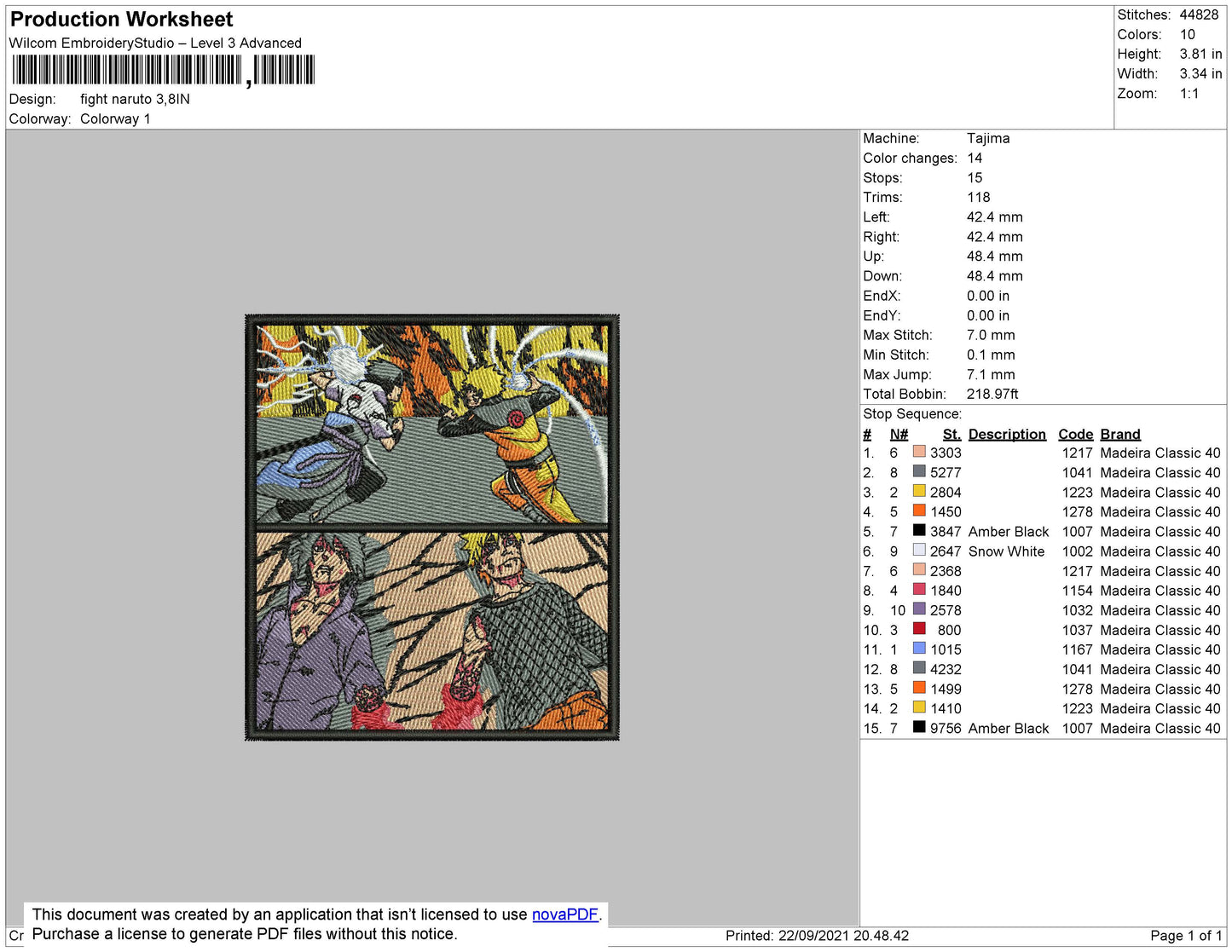 Naruto Fight Embroidery File 4 size