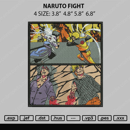 Naruto Fight Embroidery File 4 size
