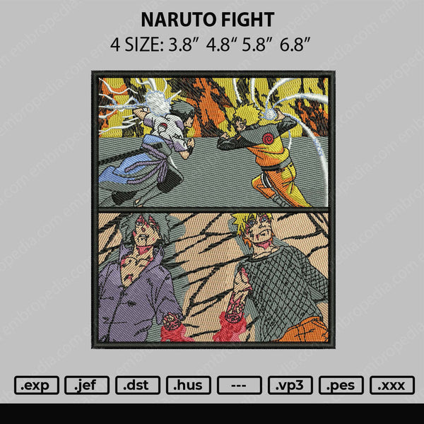 Naruto Fight Embroidery File 4 size