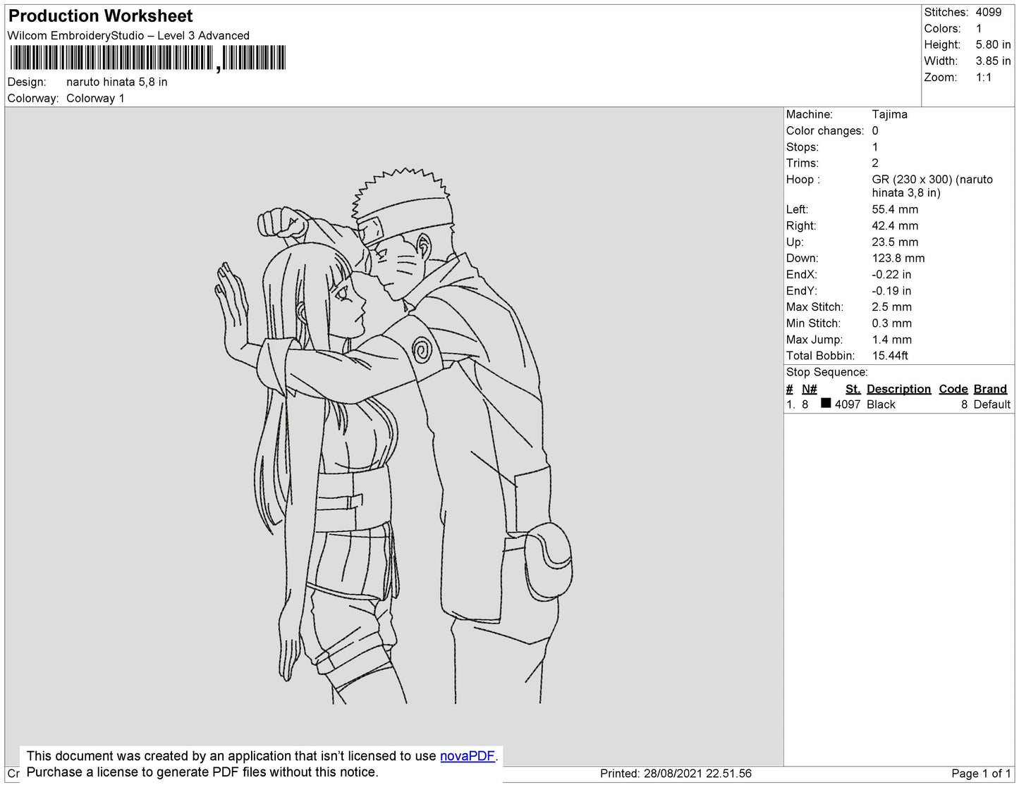 Naruto Hinata 002 Embroidery File 4 size