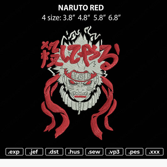 Naruto Red Embroidery File 4 size