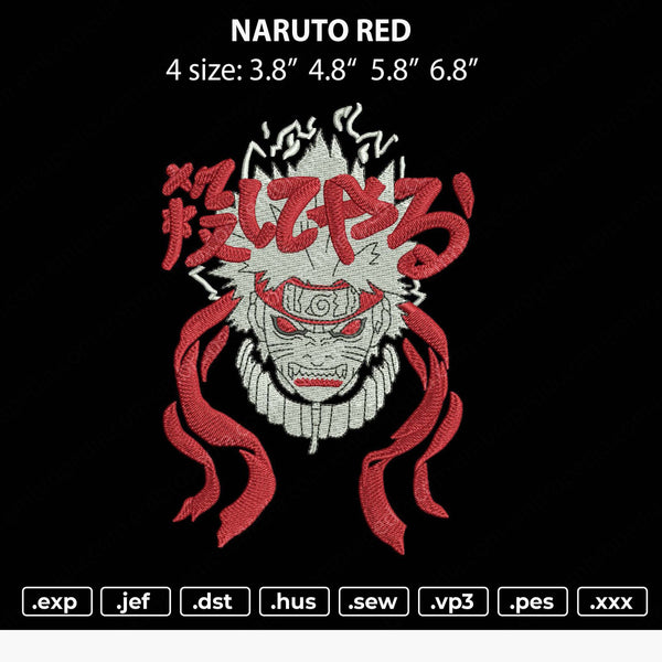 Naruto Red Embroidery File 4 size