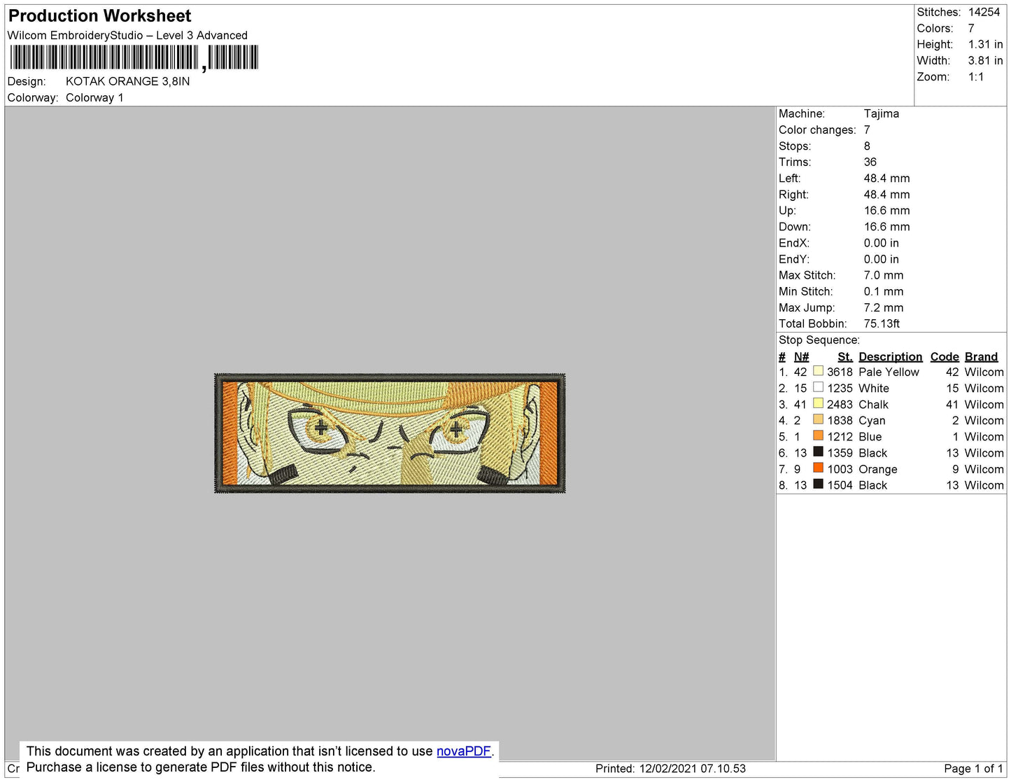 Naruto Rectangle Sage Embroidery File 4 size