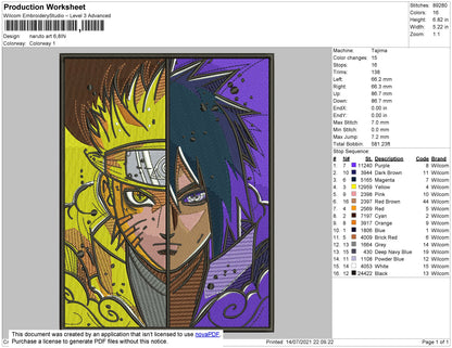 Narutosasuke Embroidery File 4 size