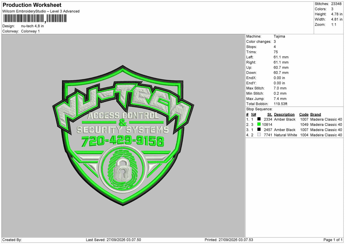 Tech Text Embroidery Machine Design File 6 sizes