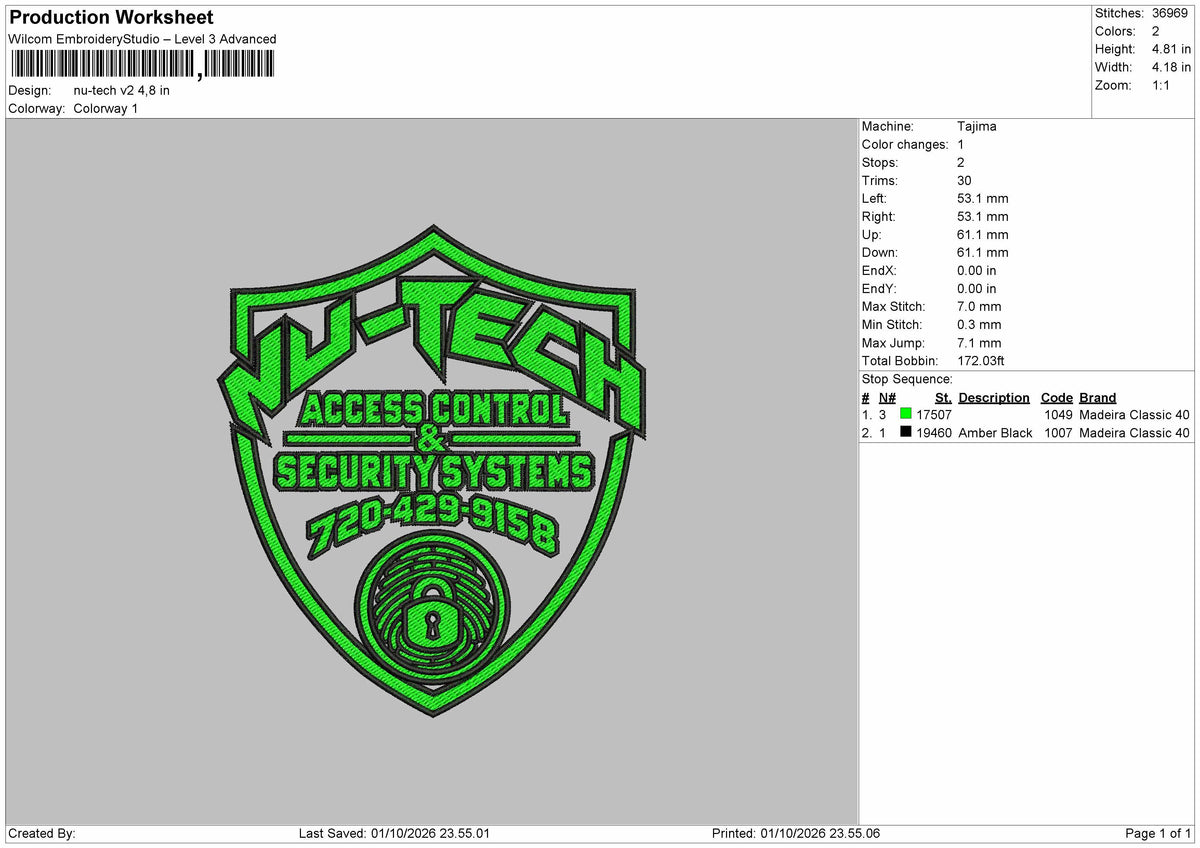 Tech Text V2 Embroidery Machine Design File 6 sizes