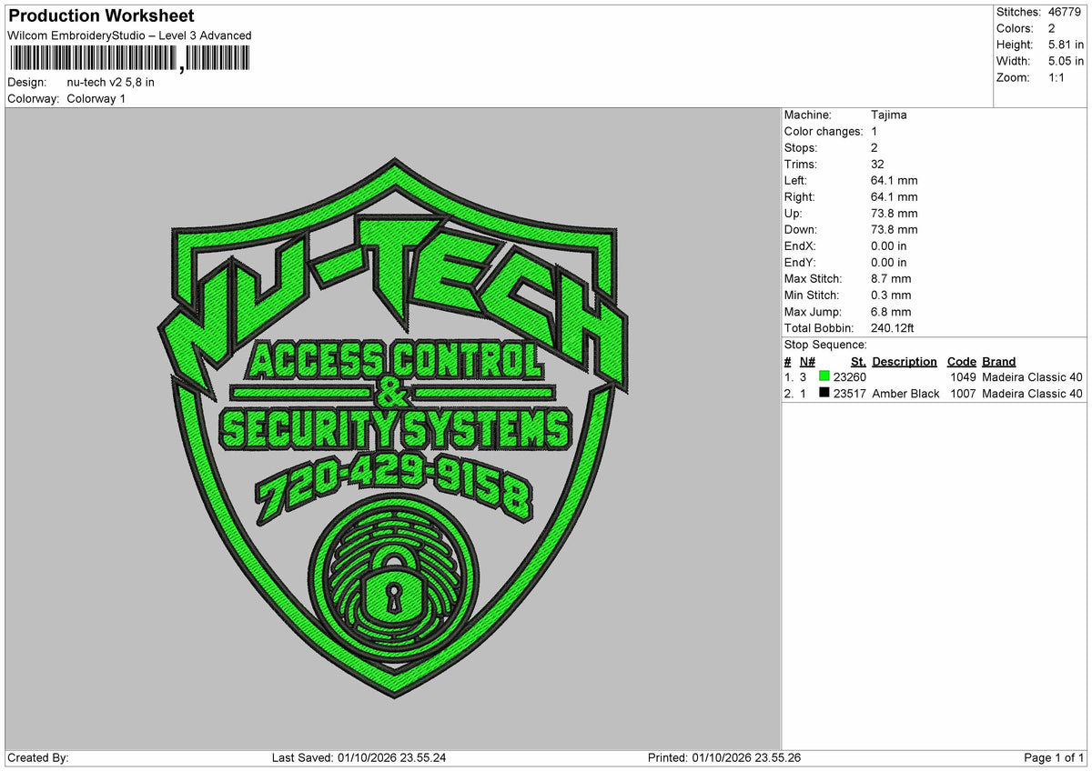 Tech Text V2 Embroidery Machine Design File 6 sizes