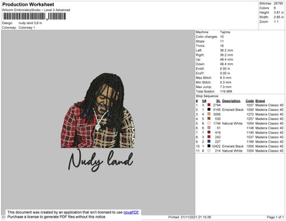 Nudy Land Embroidery File 4 size