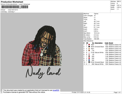 Nudy Land Embroidery File 4 size