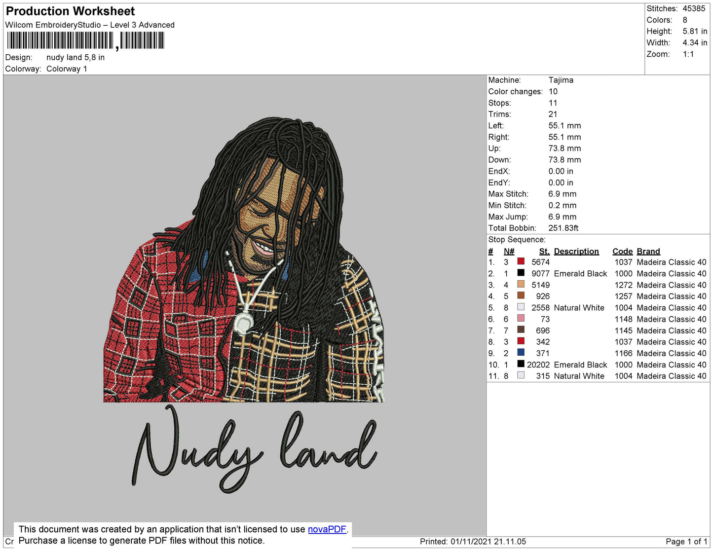 Nudy Land Embroidery File 4 size