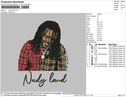 Nudy Land Embroidery File 4 size