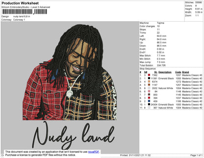 Nudy Land Embroidery File 4 size