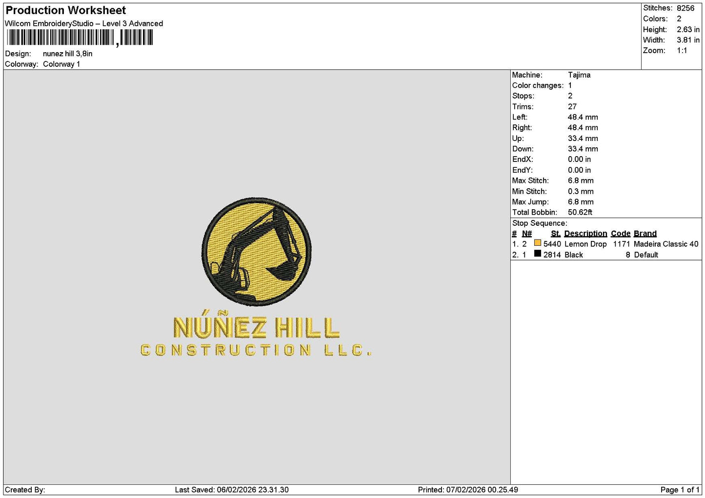 Nuneztext Embroidery File 6 sizes
