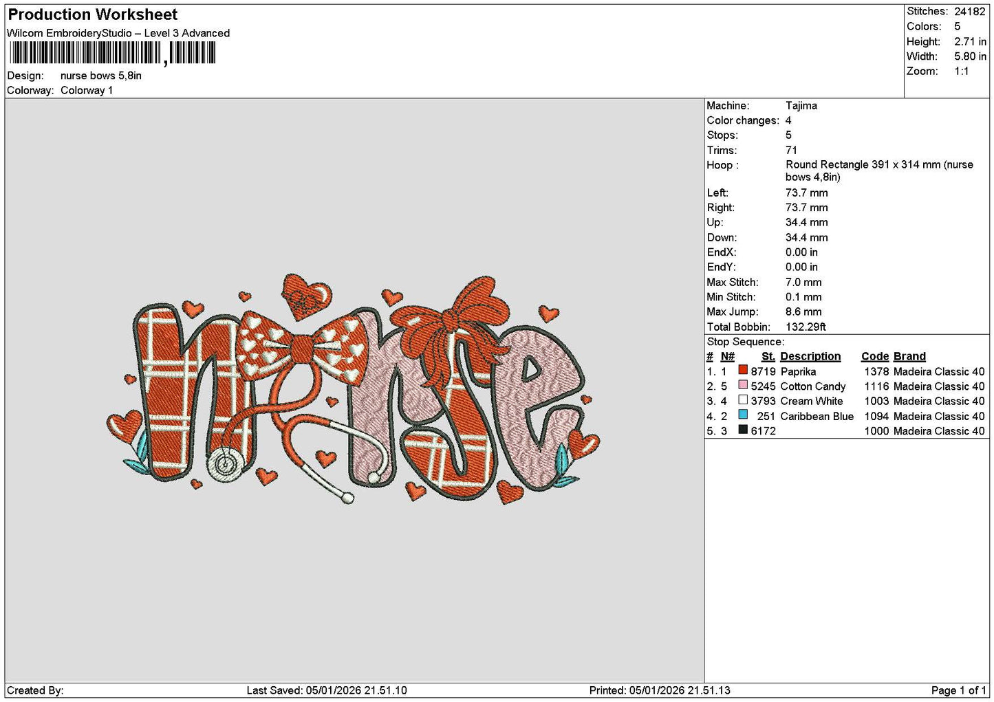 Nursetext 0501 Embroidery 3 Files