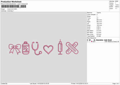 Icons Nurse 1410 Embroidery Machine Design File 6 sizes