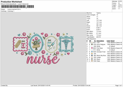 Nurse Text 2910 Embroidery Machine Design File 6 sizes
