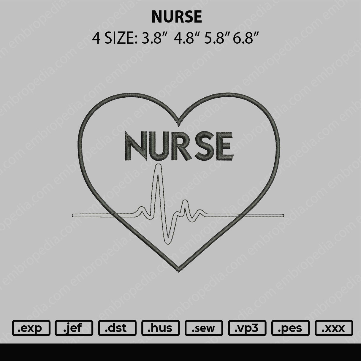 Nurse Embroidery File 4 size