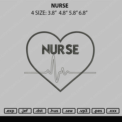 Nurse Embroidery File 4 size