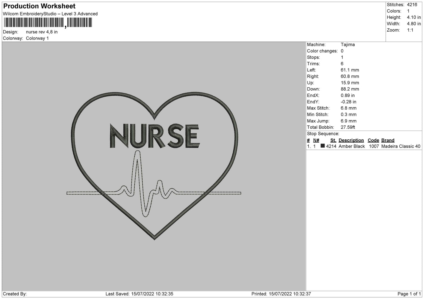 Nurse Embroidery File 4 size