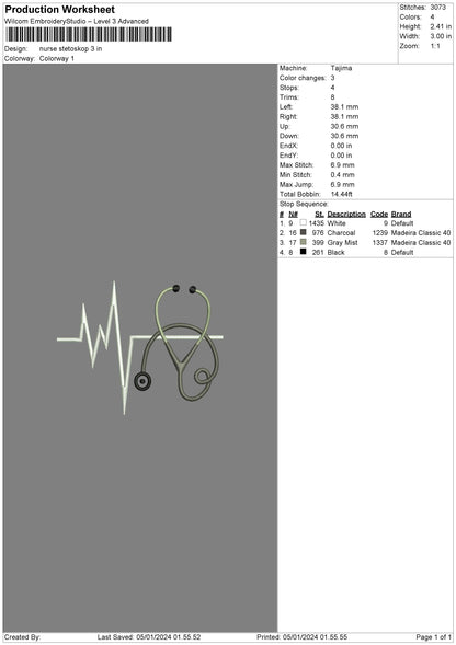 Stetoskop 0401 Embroidery File 6 sizes