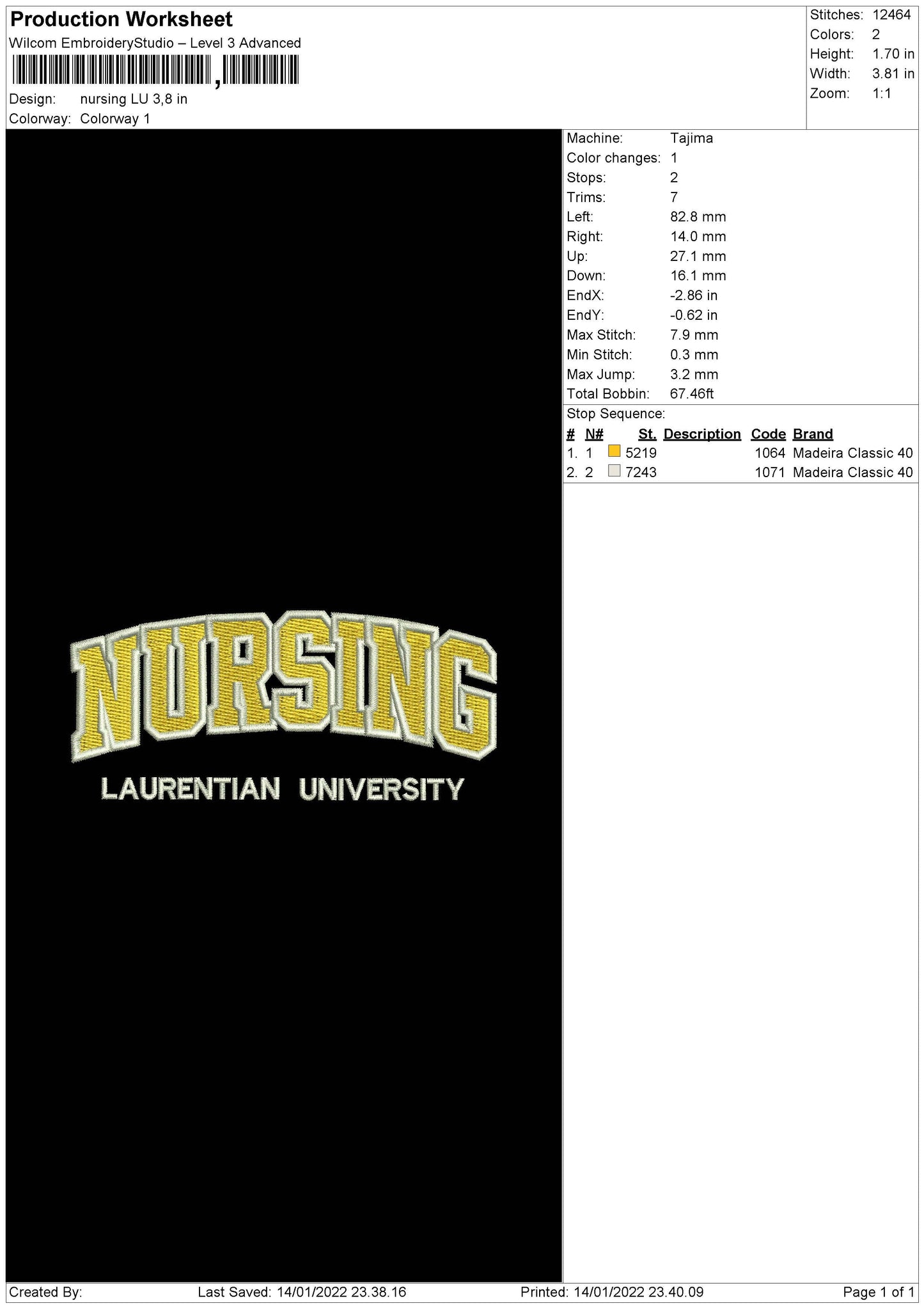 Nursing LU Embroidery File 4 size