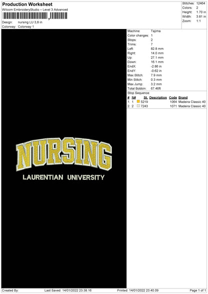 Nursing LU Embroidery File 4 size