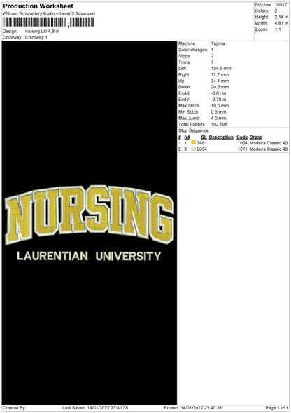 Nursing LU Embroidery File 4 size