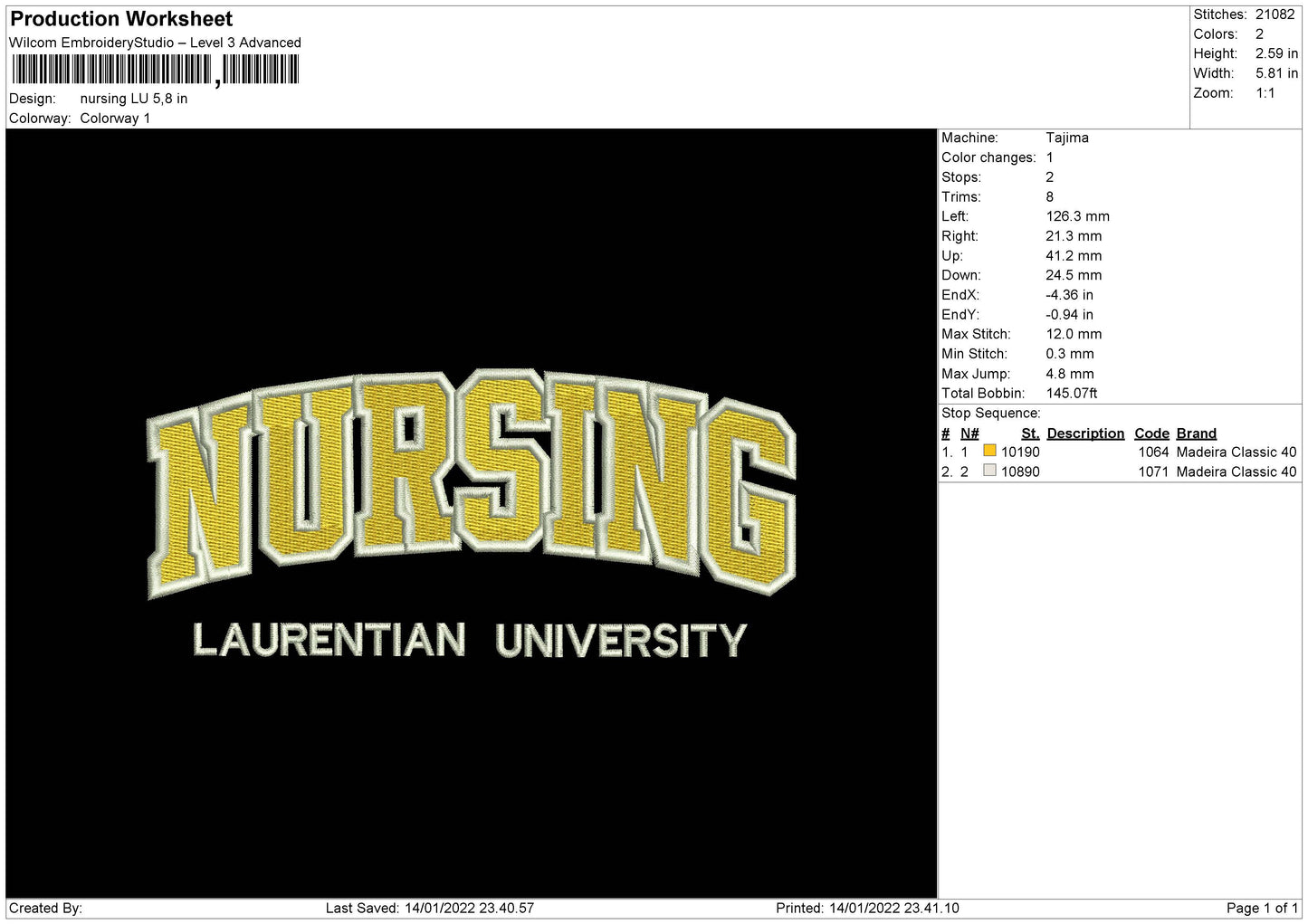 Nursing LU Embroidery File 4 size
