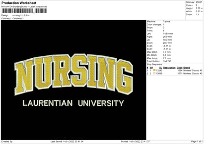 Nursing LU Embroidery File 4 size